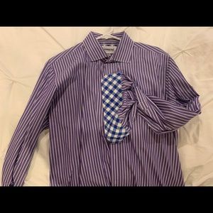Large fitted Express purple / white striped shirt